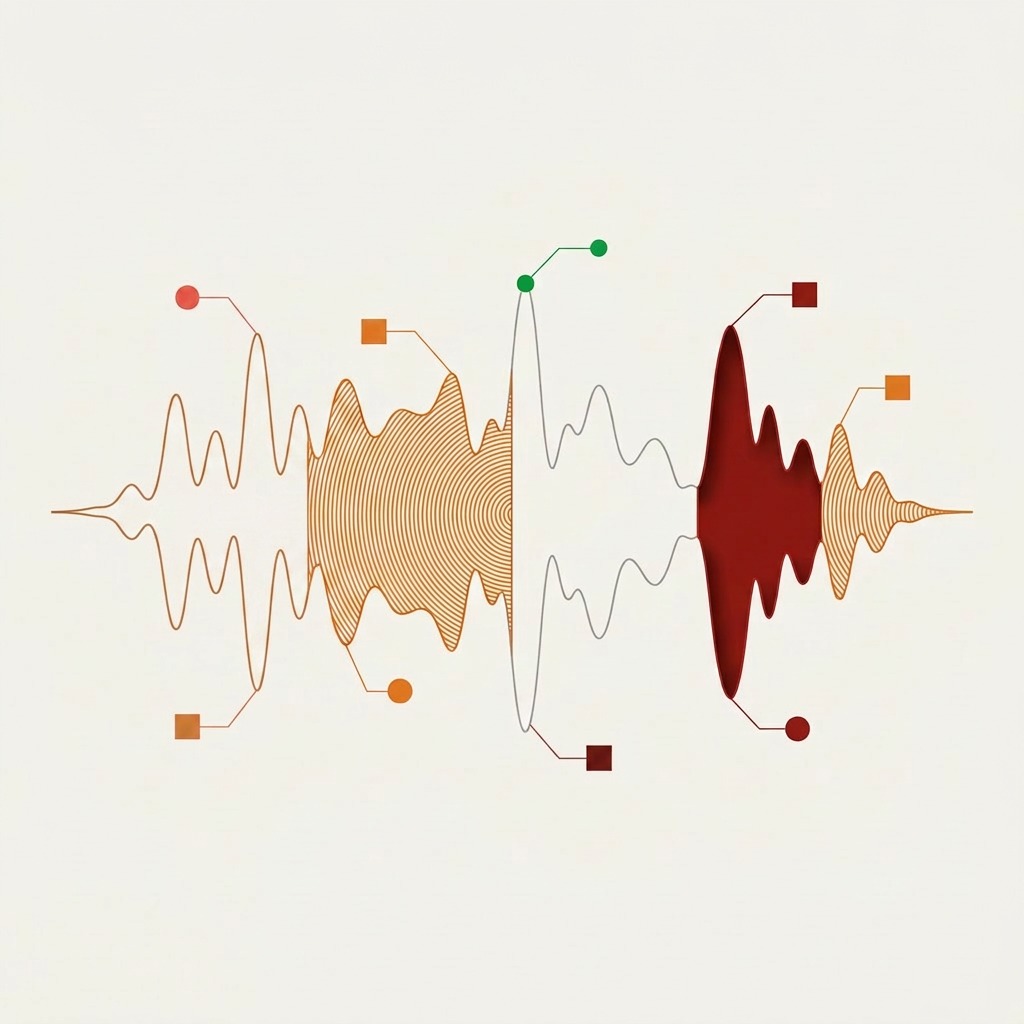 Abstract audio waveform visualization representing video and content production services